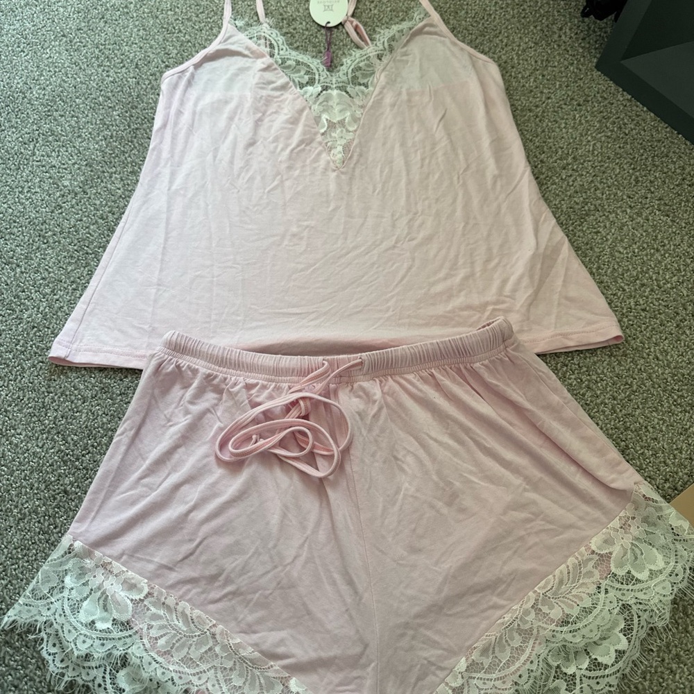 Lace Trim Camisole & Short Sleep Set
